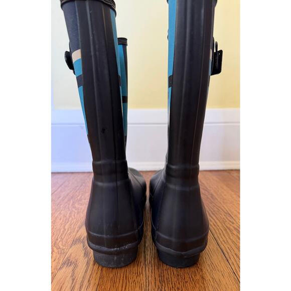 Hunter Women's Blue Plaid Rain Boots Size 8 - Picture 5 of 9